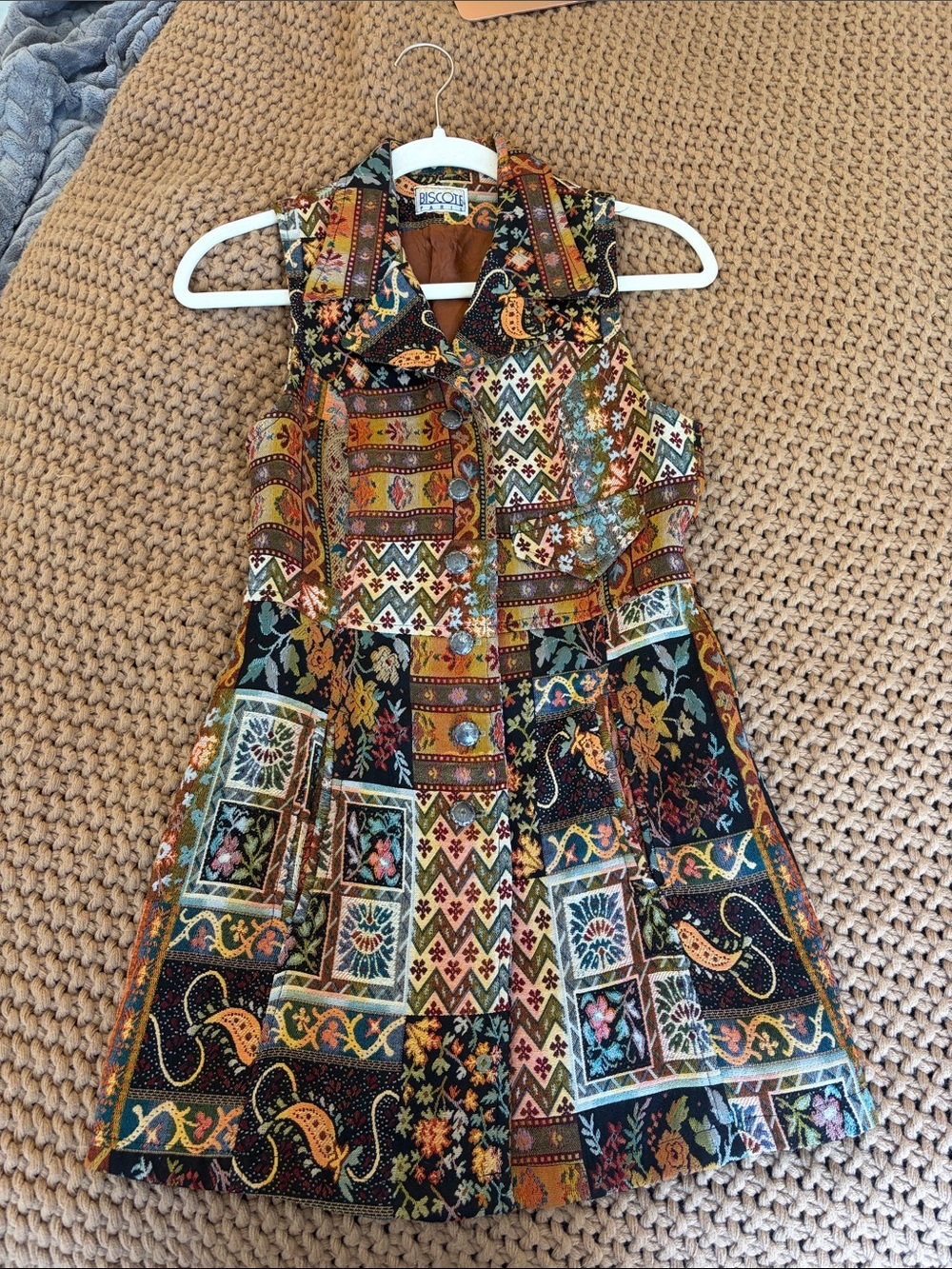 Biscote Paris Black Multi Patchwork Print Sleeveless Tunic